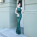 Women's Sequin Fishtail Evening Maxi Dress