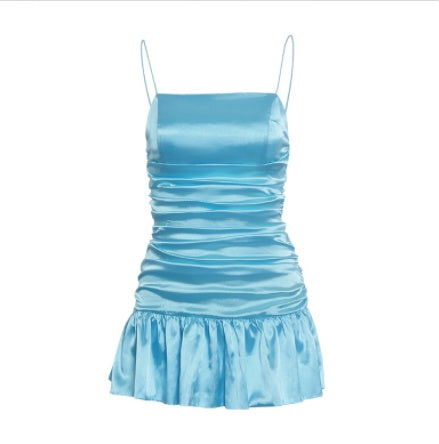 Mint green high-waist mini slip dress