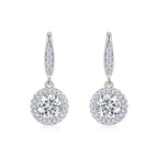 S925 silver 1ct moissanite halo drop earrings