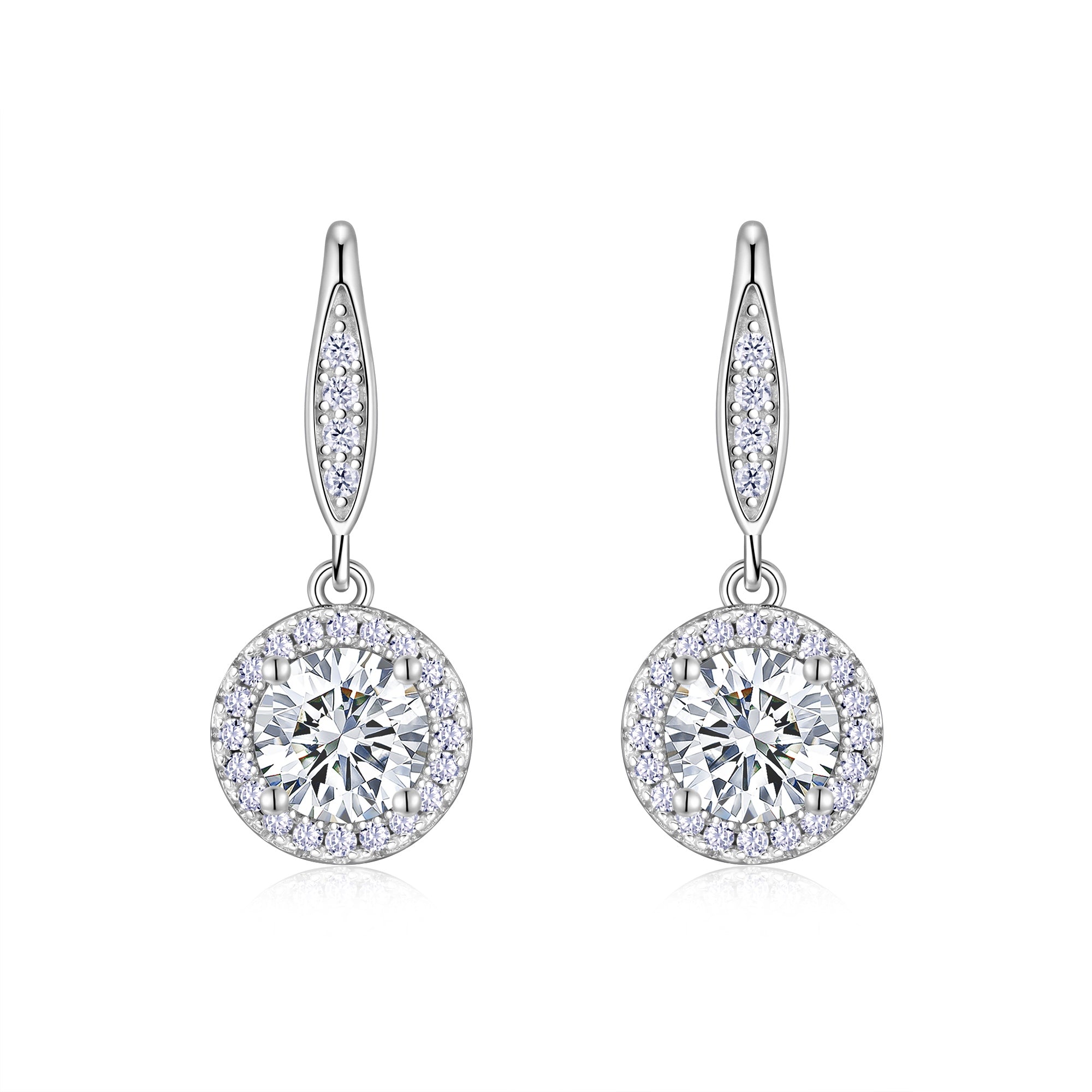 S925 silver 1ct moissanite halo drop earrings