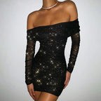 Off-Shoulder Ruffle Evening Dress