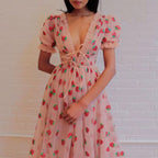Strawberry-Print Sequin Mesh Dress
