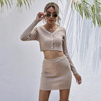 Women's Knit Two-Piece Skirt Set