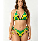 Women's Jamaica-Flag Triangle Tie-Side Bikini Set