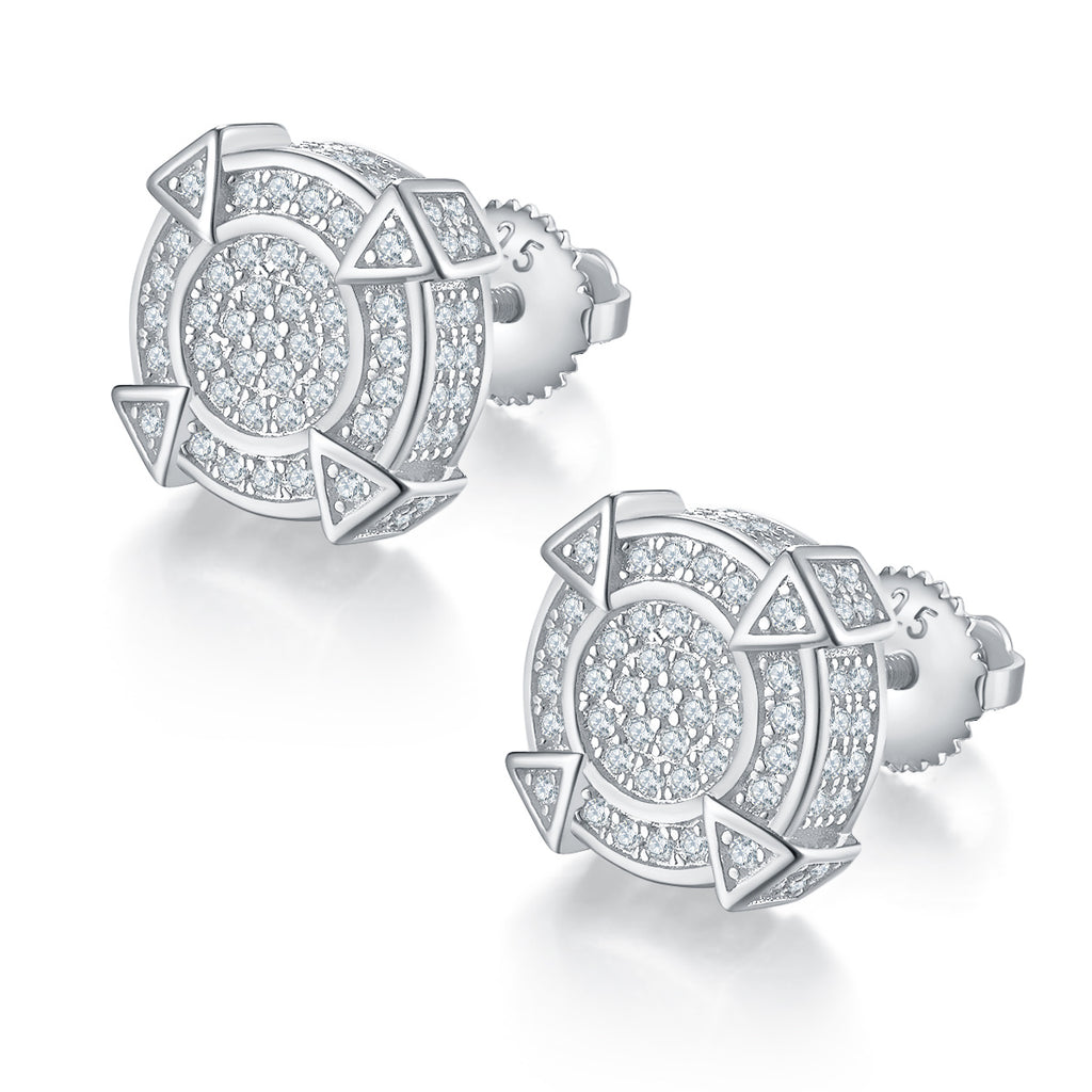 S925 silver moissanite geometric stud earrings