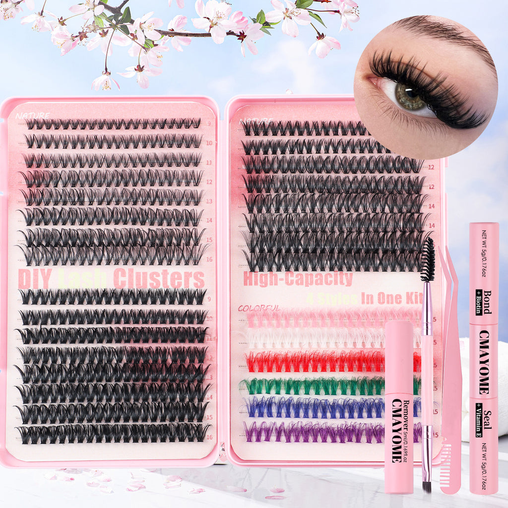 640-piece colored DIY cluster lash tool set