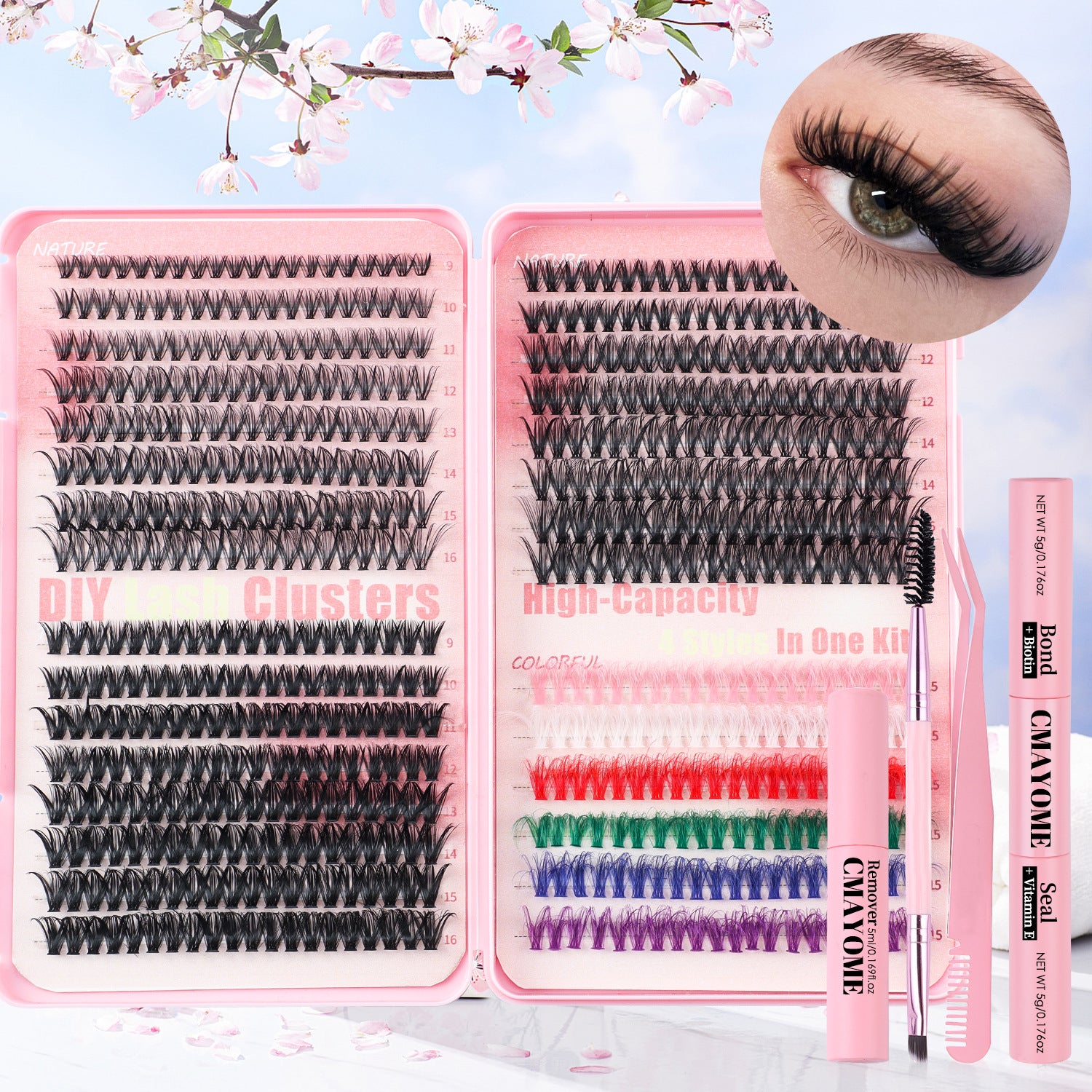 640-piece colored DIY cluster lash tool set