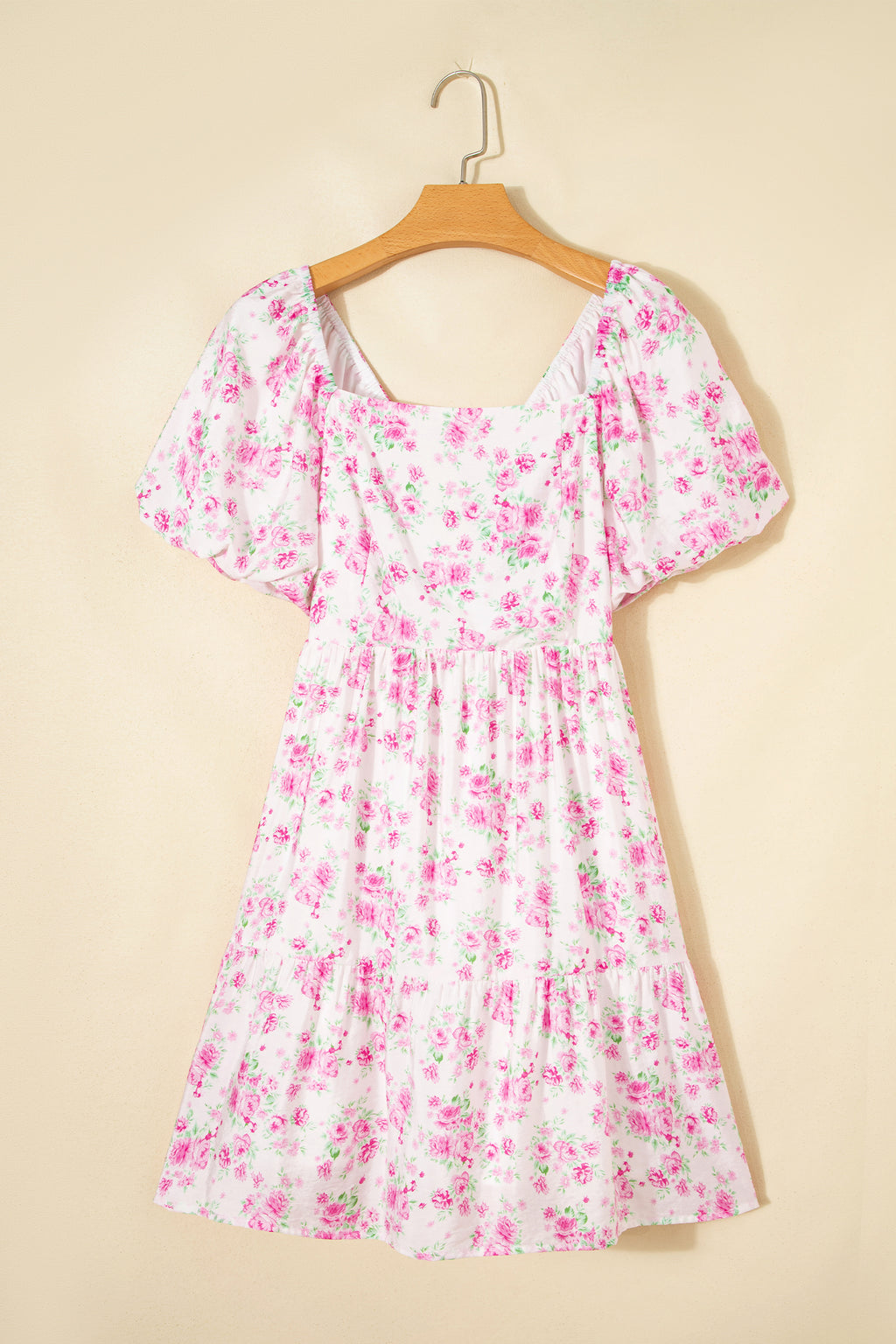 Pink Floral Ribbon-Knot Back Mini Dress
