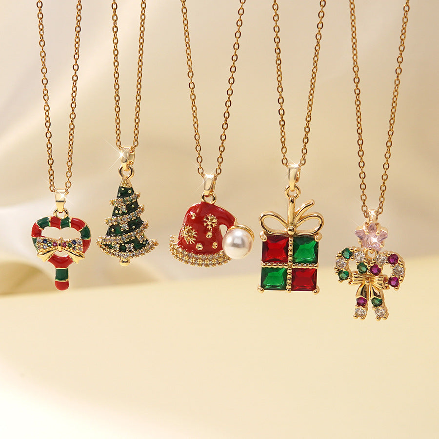 Christmas gift box crystal pendant necklace