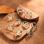 Two-tone asymmetric stainless steel starfish ring