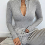 Long-sleeve Zipper Slim Fit Slim Looking Base Bodysuit Autumn