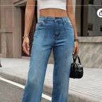 Women's blue wide-leg jeans