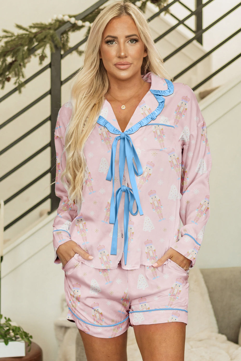 Pink Christmas Nutcracker Pajama Set