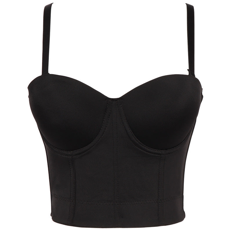 's Backless Tube Top Solid Color Bra Small Sling Detachable