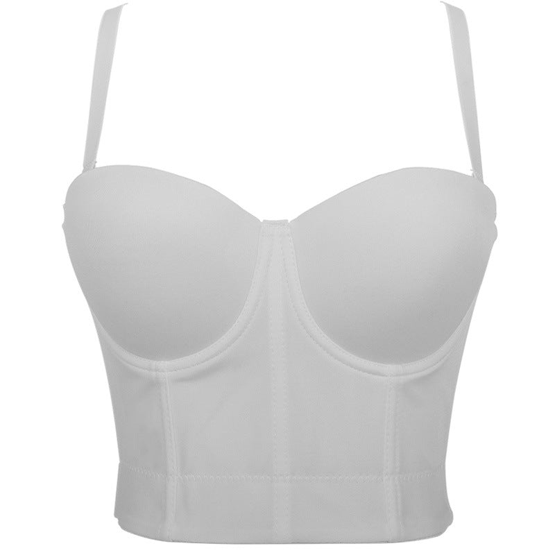 's Backless Tube Top Solid Color Bra Small Sling Detachable