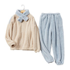 Beige Top Contrast Color Sky Blue