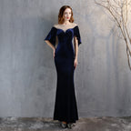 Women's Fishtail Evening Dress Elegant Banquet Elegant Velvet Queen