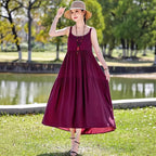 Sleeveless viscose flared maxi dress