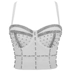 Women's Beaded Light Diamond Tube Top Shaping Outer Bra Shower Bar Performance Wear Push Up Heavy Industry Sling For Women