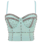 Women's Beaded Light Diamond Tube Top Shaping Outer Bra Shower Bar Performance Wear Push Up Heavy Industry Sling For Women