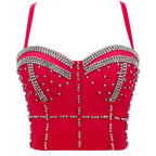 Women's Beaded Light Diamond Tube Top Shaping Outer Bra Shower Bar Performance Wear Push Up Heavy Industry Sling For Women