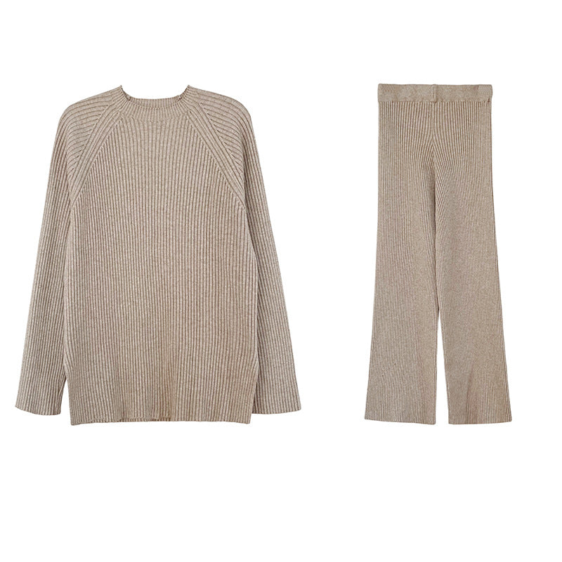 Women's Autumn Winter Fashionable With Side Slit Sweater Set Thickened