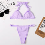 Split Solid Bikini Swimwear