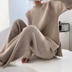 Women's Autumn Winter Fashionable With Side Slit Sweater Set Thickened