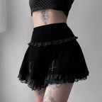 Lace suede skirt
