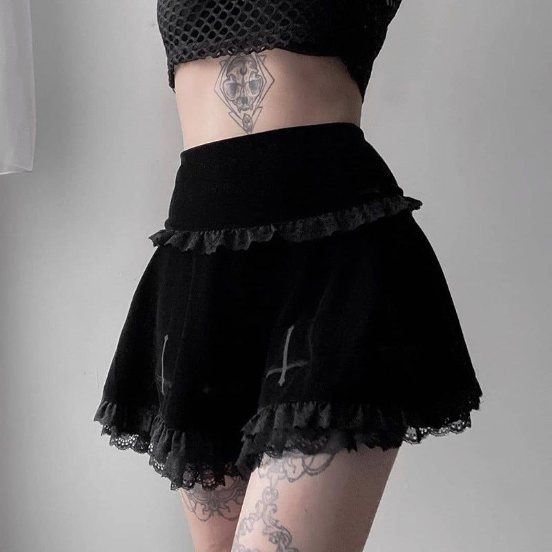 Lace suede skirt