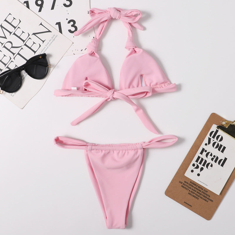 Split Solid Bikini Swimwear