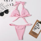 Split Solid Bikini Swimwear