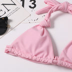 Split Solid Bikini Swimwear