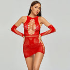 Sexy Temptation Butterfly Sheath Dress Half Sleeve Suit Short Skirt