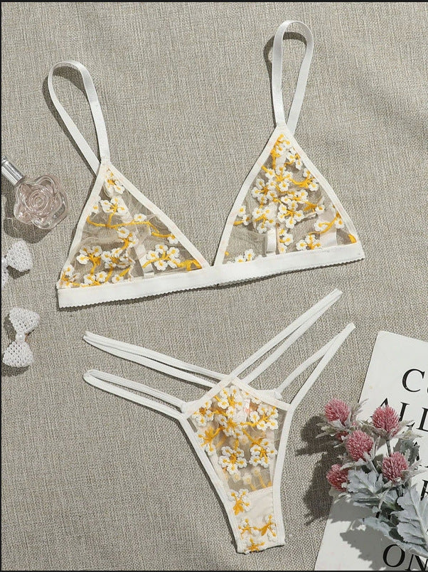 Embroidered Pattern Bra Lingerie