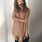 High-Neck Cutout Knit Sweater Dress