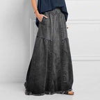 Pring Summer Denim A Binding Tape Brushed Elastic High Skirt