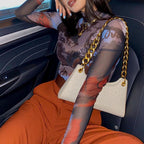 Sheer Mesh Graphic Bodysuit for Women