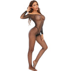 Ladies Rhinestone Jumpsuit Popular Uniform Seduction Sexy Open-End Long Sleeve Sexy Lingerie Fishnet Clothes