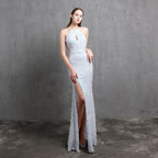 Women's Heavy Colorful Sequin Party Evening Dress Long Slim Fit