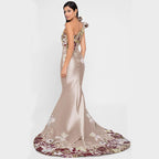 Floral One Shoulder Embroidered Maxi Dress