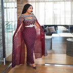 Rhinestone Cutout Long-Sleeve Bodycon Maxi Dress