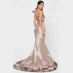 Floral One Shoulder Embroidered Maxi Dress