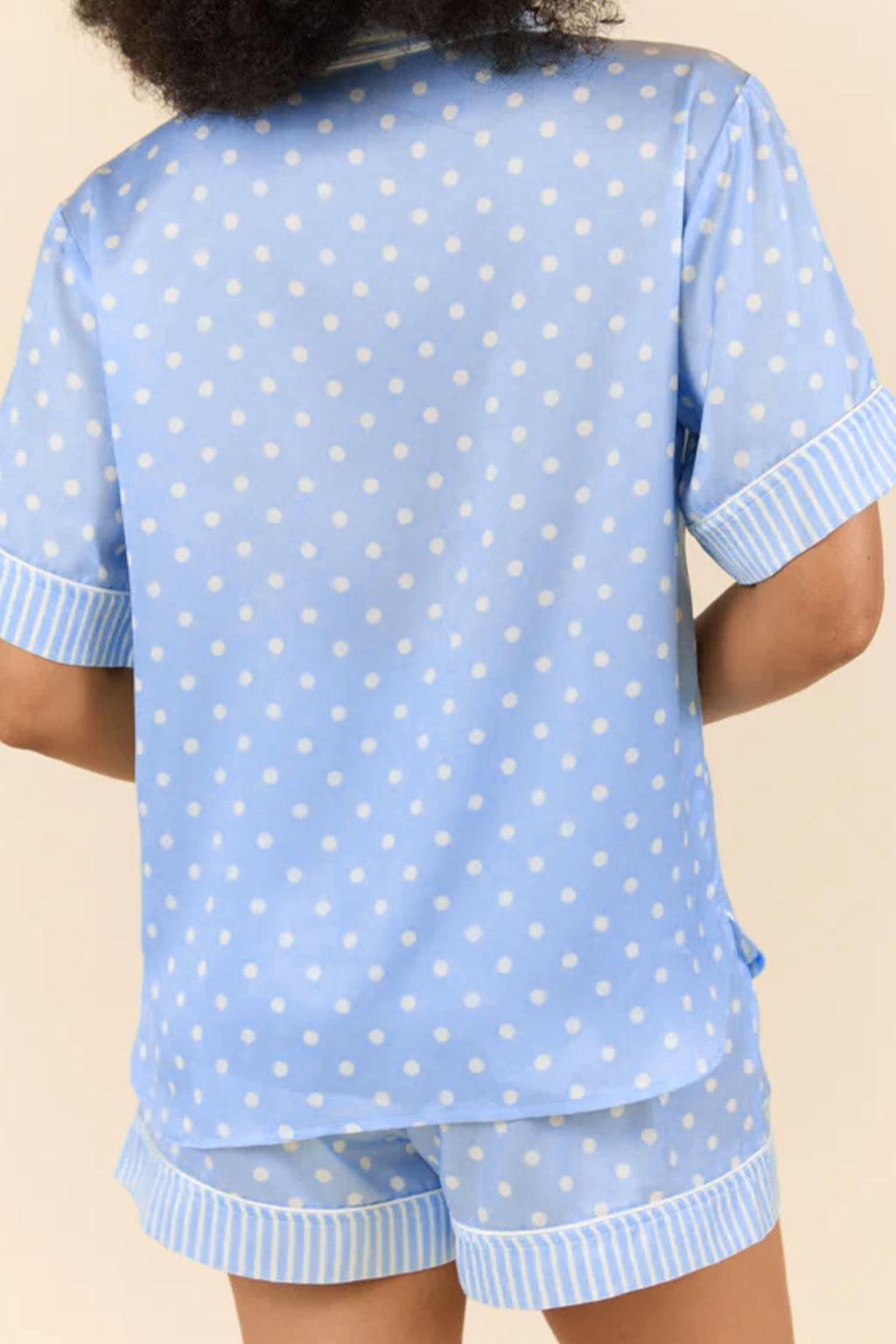Sky Blue Dotted Print Pajama Set