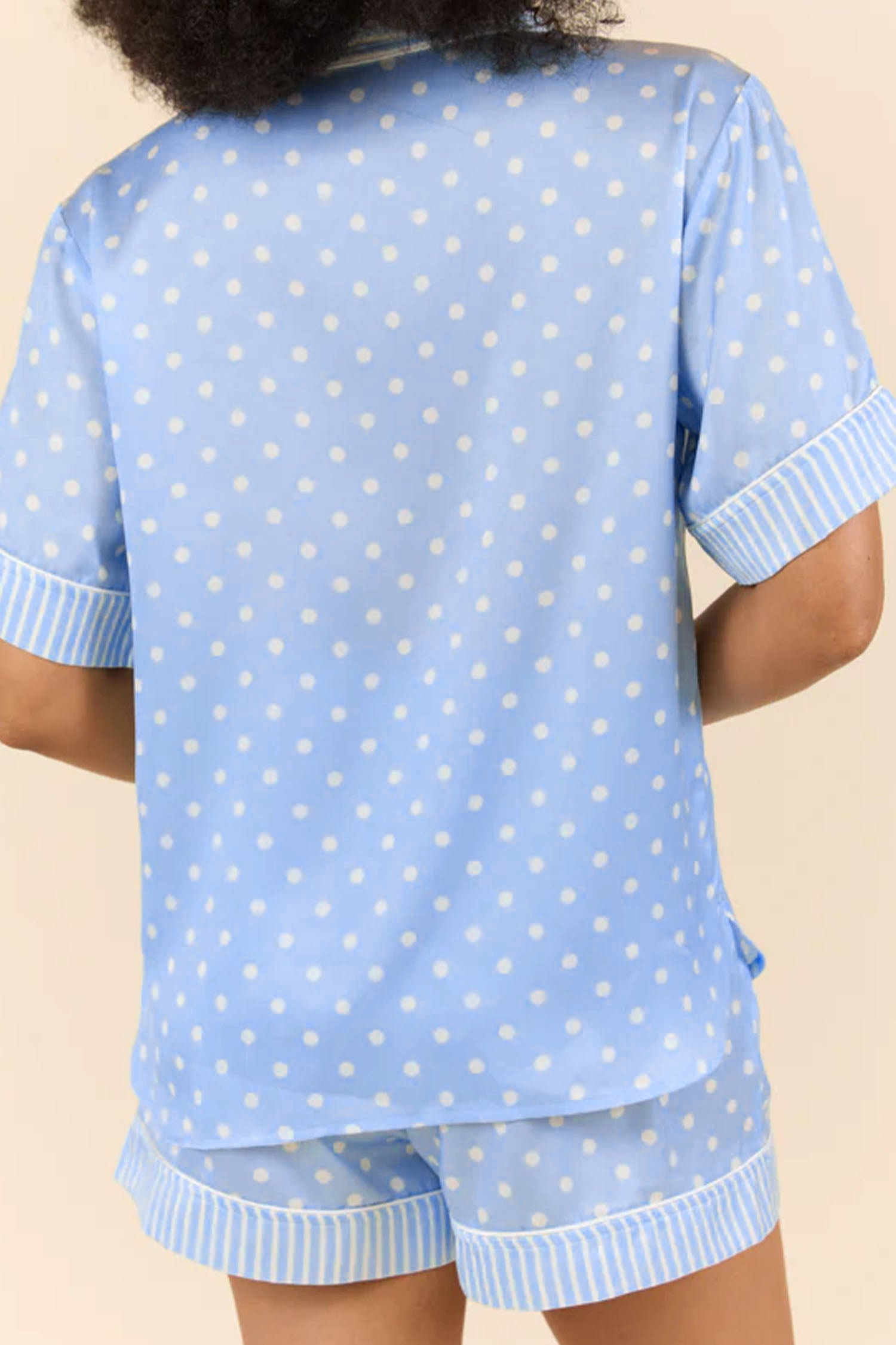 Sky Blue Dotted Print Pajama Set
