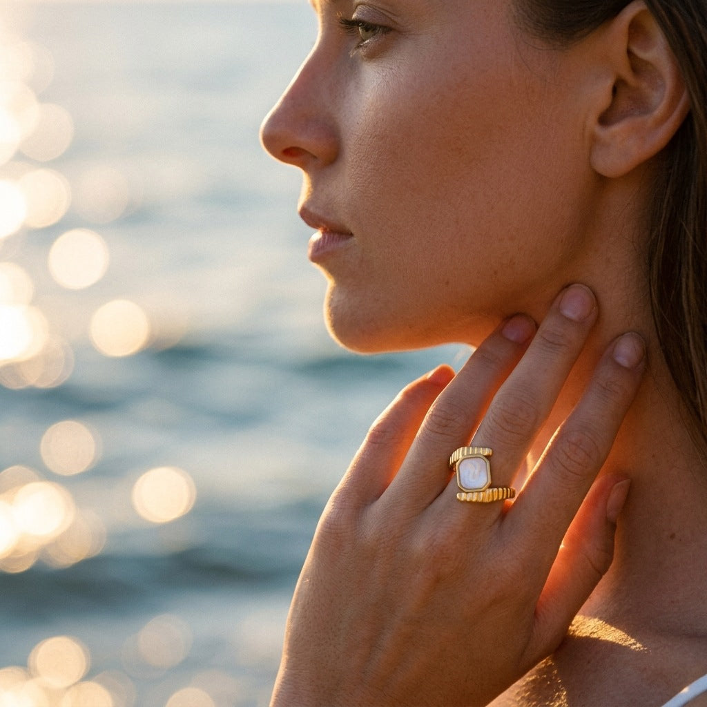 Wavy enamel stainless steel open ring