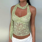 Women's lace scarf halter top