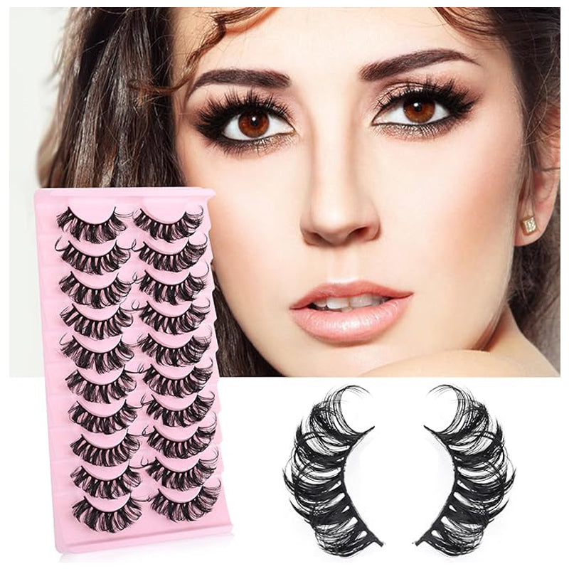 10-pair fluffy faux-mink false eyelash set