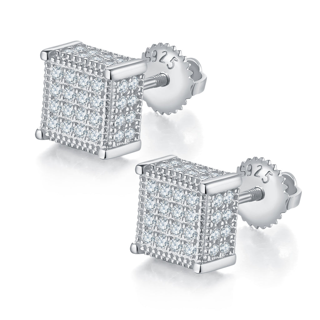 S925 silver moissanite mini cube stud earrings