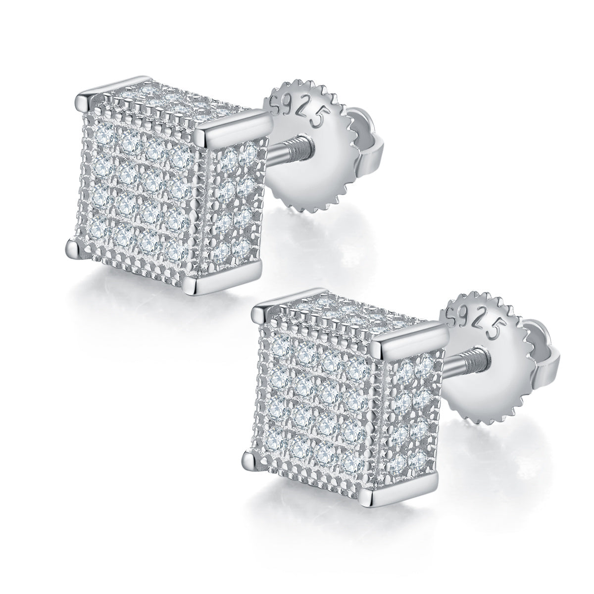 S925 silver moissanite mini cube stud earrings